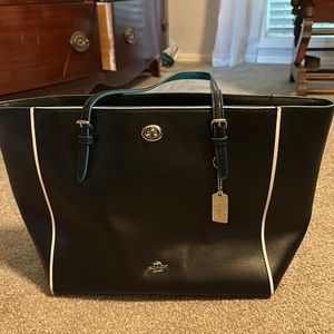 Coach bag, black with turquoise accents, nice condition